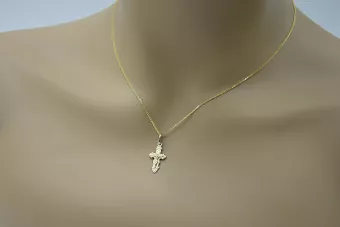 Złoty krzyż prawosławny z łańcuszkiem ★ złotychlopak.pl ★ Próbka złota 585 333 Niska cena