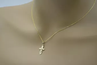 Золото Православный крест с цепочкой ★ zlotychlopak.pl ★ Золотой образец 585 333 Низкая цена