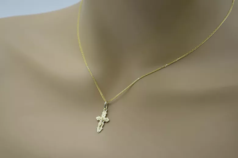 Croix orthodoxe en or avec chaîne ★ zlotychlopak.pl ★ échantillon d’or 585 333 Prix bas