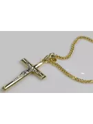 Italian yellow 14k gold Catholic Cross & Spiga chain ctc001y&cc036y