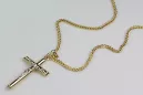 Croix catholique italienne en or jaune 14 carats et chaîne Spiga