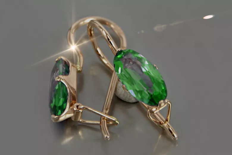 Plata soviética rusa chapada en oro rosa 925 Alejandrita Rubí Esmeralda Zafiro Aguamarina Zircón ... Pendientes VEC011RP