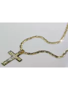Italian yellow 14k gold Catholic cross & chain
