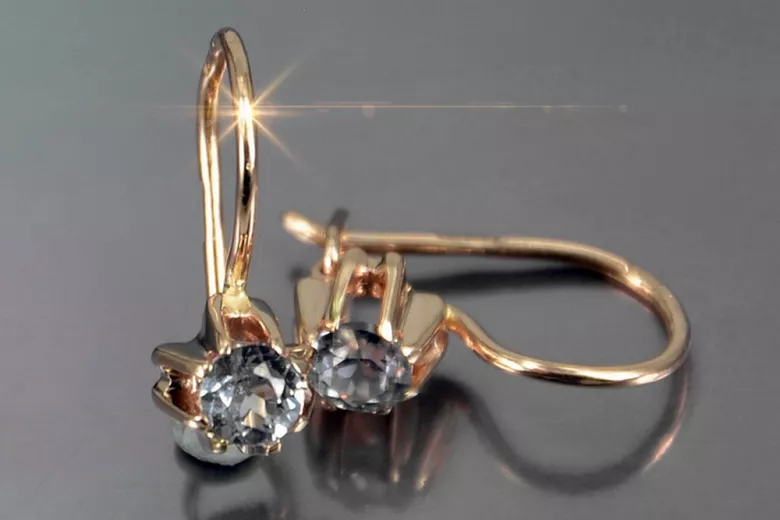 Russisches sowjetisches Silber Rosé vergoldet 925 Alexandrit Rubin Smaragd Saphir Aquamarin Zirkon ... Ohrringe vec053rp