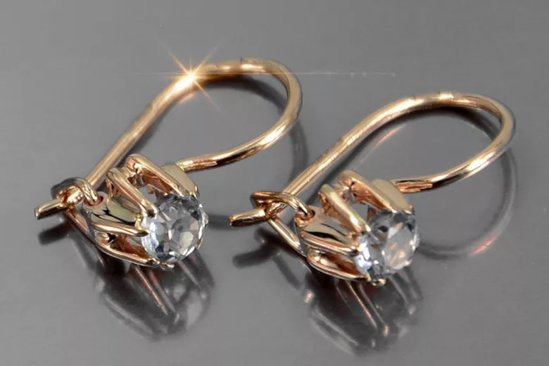 Russisches sowjetisches Silber Rosé vergoldet 925 Alexandrit Rubin Smaragd Saphir Aquamarin Zirkon ... Ohrringe vec053rp