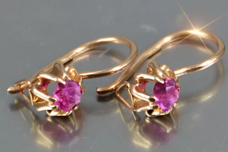 Russisches sowjetisches Silber Rosé vergoldet 925 Alexandrit Rubin Smaragd Saphir Aquamarin Zirkon ... Ohrringe vec053rp