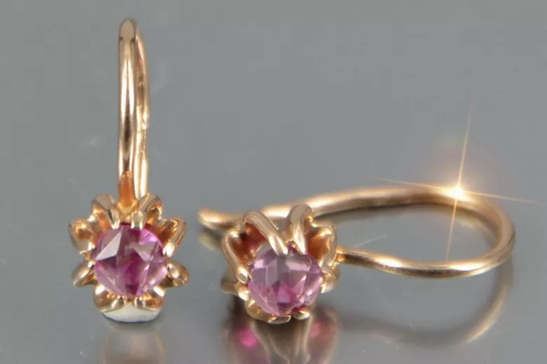 Russisches sowjetisches Silber Rosé vergoldet 925 Alexandrit Rubin Smaragd Saphir Aquamarin Zirkon ... Ohrringe vec053rp