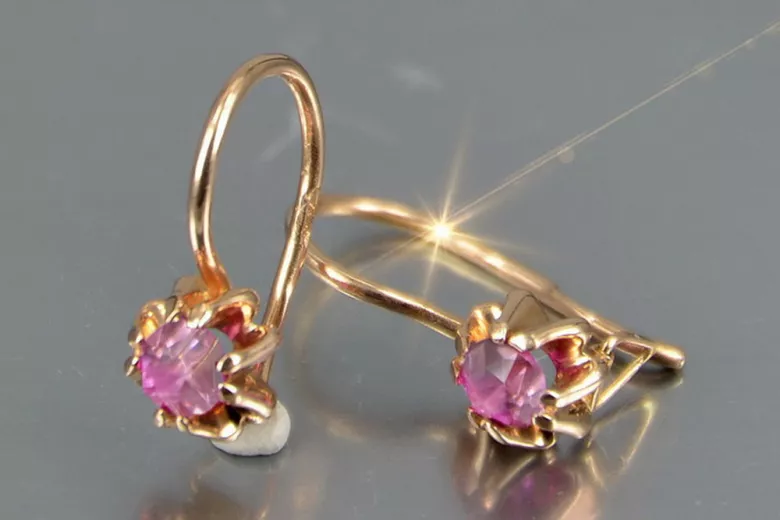 Vintage silver rose gold plated 925 Alexandrite Ruby Emerald Sapphire Aquamarine Zircon ... earrings vec053rp