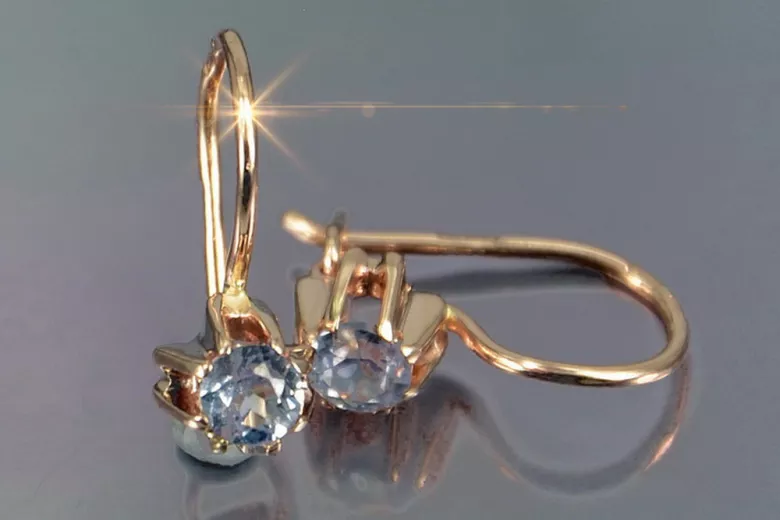 Russisches sowjetisches Silber Rosé vergoldet 925 Alexandrit Rubin Smaragd Saphir Aquamarin Zirkon ... Ohrringe vec053rp