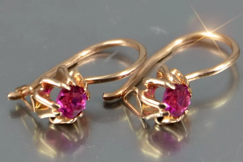 Russisches sowjetisches Silber Rosé vergoldet 925 Alexandrit Rubin Smaragd Saphir Aquamarin Zirkon ... Ohrringe vec053rp