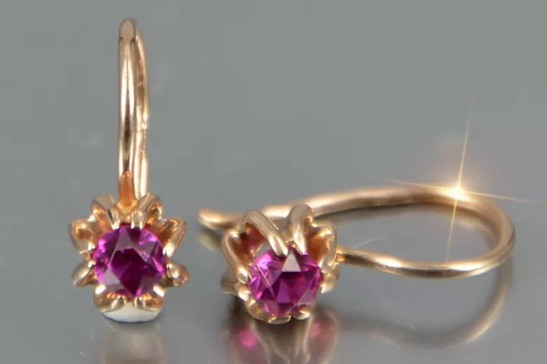 Russisches sowjetisches Silber Rosé vergoldet 925 Alexandrit Rubin Smaragd Saphir Aquamarin Zirkon ... Ohrringe vec053rp