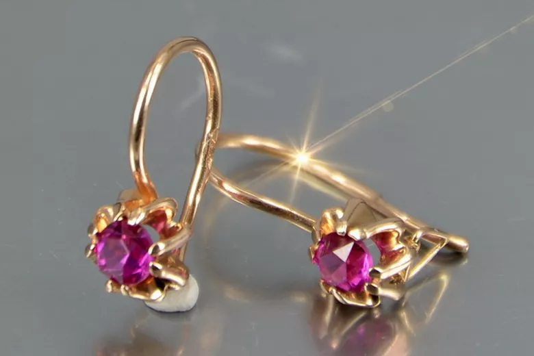 Russisches sowjetisches Silber Rosé vergoldet 925 Alexandrit Rubin Smaragd Saphir Aquamarin Zirkon ... Ohrringe vec053rp
