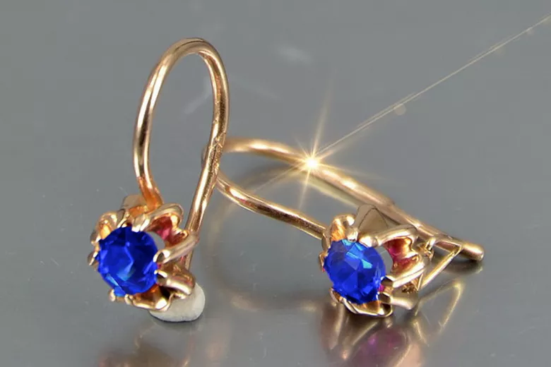 Russisches sowjetisches Silber Rosé vergoldet 925 Alexandrit Rubin Smaragd Saphir Aquamarin Zirkon ... Ohrringe vec053rp