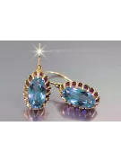 Russisches sowjetisches Silber Rosé vergoldet 925 Alexandrit Rubin Smaragd Saphir Aquamarin Zirkon ... Ohrringe vec064rp