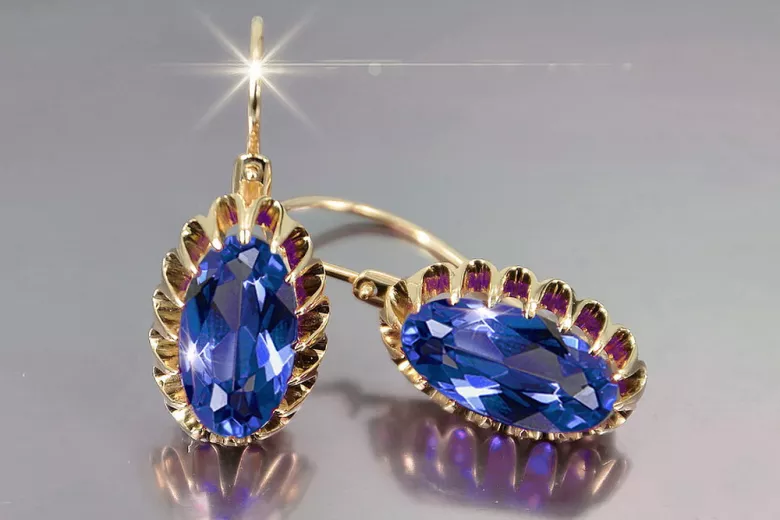Plata soviética rusa chapada en oro rosa 925 Alejandrita Rubí Esmeralda Zafiro Aguamarina Zircón ... Pendientes VEC064RP
