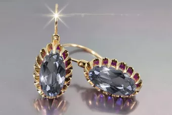 Vintage silver rose gold plated 925 Alexandrite Ruby Emerald Sapphire Aquamarine Zircon ... earrings vec064rp