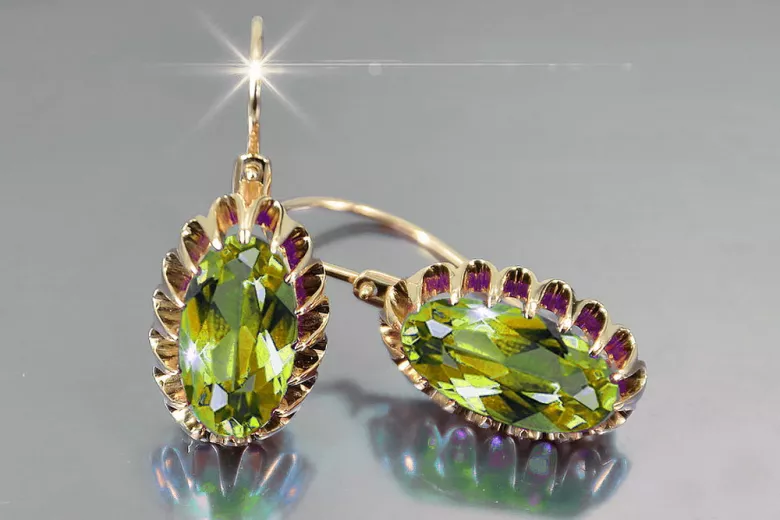 Plata soviética rusa chapada en oro rosa 925 Alejandrita Rubí Esmeralda Zafiro Aguamarina Zircón ... Pendientes VEC064RP