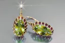 Plata soviética rusa chapada en oro rosa 925 Alejandrita Rubí Esmeralda Zafiro Aguamarina Zircón ... Pendientes VEC064RP
