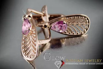 Plata soviética rusa chapada en oro rosa 925 Alejandrita Rubí Esmeralda Zafiro Aguamarina Zircón ... Pendientes VEC067RP