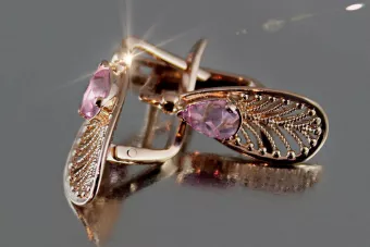 Plata soviética rusa chapada en oro rosa 925 Alejandrita Rubí Esmeralda Zafiro Aguamarina Zircón ... Pendientes VEC067RP