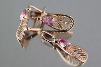 Vintage silver rose gold plated 925 Alexandrite Ruby Emerald Sapphire Aquamarine Zircon ... earrings vec067rp