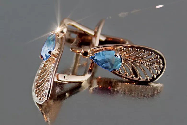 Russisches sowjetisches Silber Rosé vergoldet 925 Alexandrit Rubin Smaragd Saphir Aquamarin Zirkon ... Ohrringe vec067rp