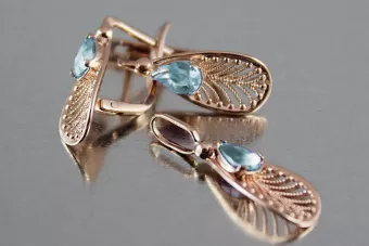 Vintage silver rose gold plated 925 Alexandrite Ruby Emerald Sapphire Aquamarine Zircon ... earrings vec067rp