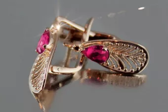 Vintage złote kolczyki srebro pozłacane 925 z aleksandrytem Rubinem Szafirem Szmaragdem Akwamarynem Cyrkoniami vec067rp