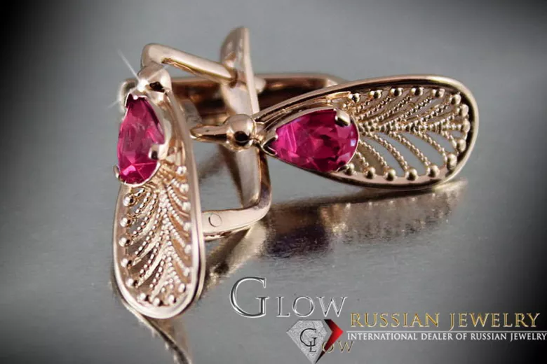 Russisches sowjetisches Silber Rosé vergoldet 925 Alexandrit Rubin Smaragd Saphir Aquamarin Zirkon ... Ohrringe vec067rp