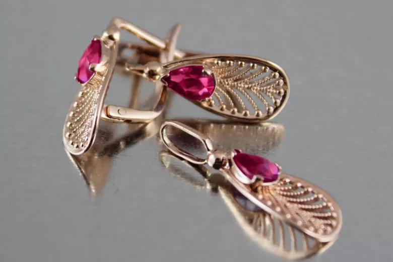Russisches sowjetisches Silber Rosé vergoldet 925 Alexandrit Rubin Smaragd Saphir Aquamarin Zirkon ... Ohrringe vec067rp