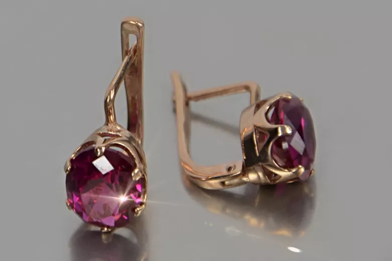 Vintage silver rose gold plated 925 Alexandrite Ruby Emerald Sapphire Aquamarine Zircon ... earrings vec111rp