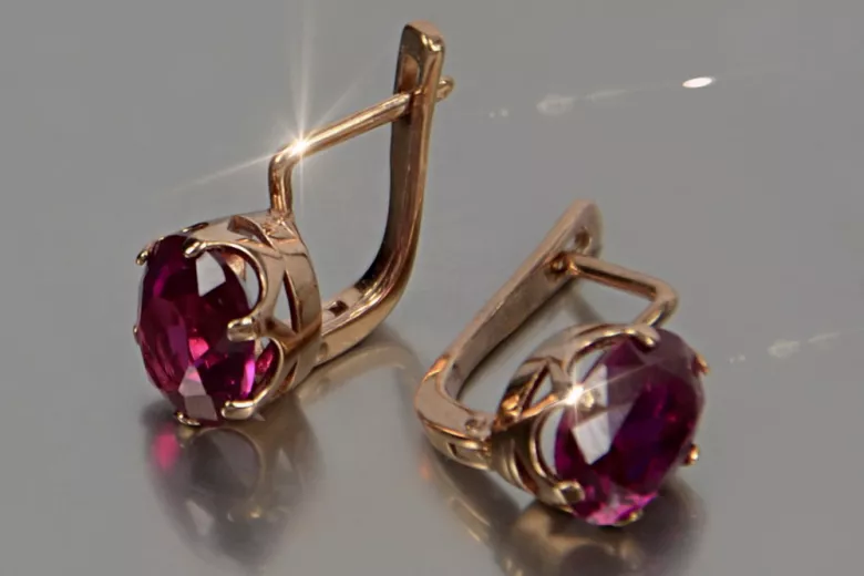 Vintage silver rose gold plated 925 Alexandrite Ruby Emerald Sapphire Aquamarine Zircon ... earrings vec111rp