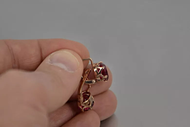 Vintage silver rose gold plated 925 Alexandrite Ruby Emerald Sapphire Aquamarine Zircon ... earrings vec111rp