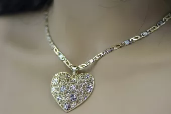 Χρυσό μενταγιόν 14k 585 καρδιά και αλυσίδα