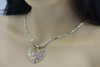 Auksinis švarkas 14k 585 širdis ir grandinė Tigras