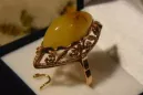 Russian rose Soviet pink USSR red 585 583 gold amber ring vrab003