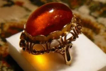 Rosa rusa rosa soviética rojo URSS 585 583 oro anillo ámbar vrab005