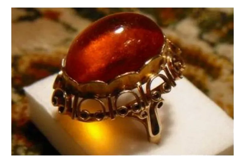 Russian rose Soviet pink USSR red 585 583 gold amber ring vrab005