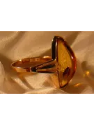 Russian rose Soviet pink USSR red 585 583 gold amber ring vrab006