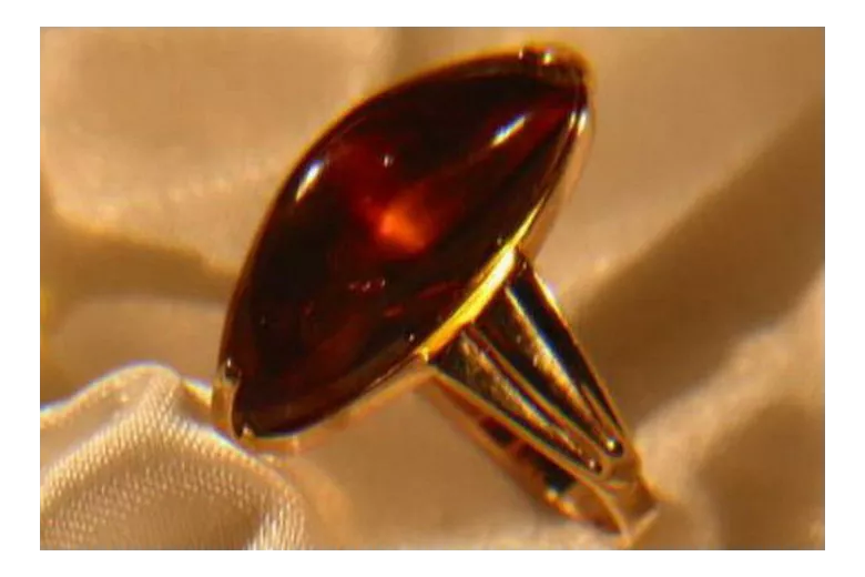 Руска роза съветско розово СССР червено 585 583 златен кехлибарен пръстен vrab006