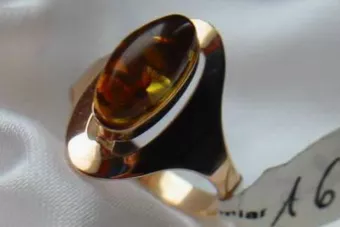 Rosa rusa rosa soviética rojo URSS 585 583 anillo ámbar oro vrab007