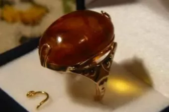 Vintage rose 14k 585 gold amber ring vrab011