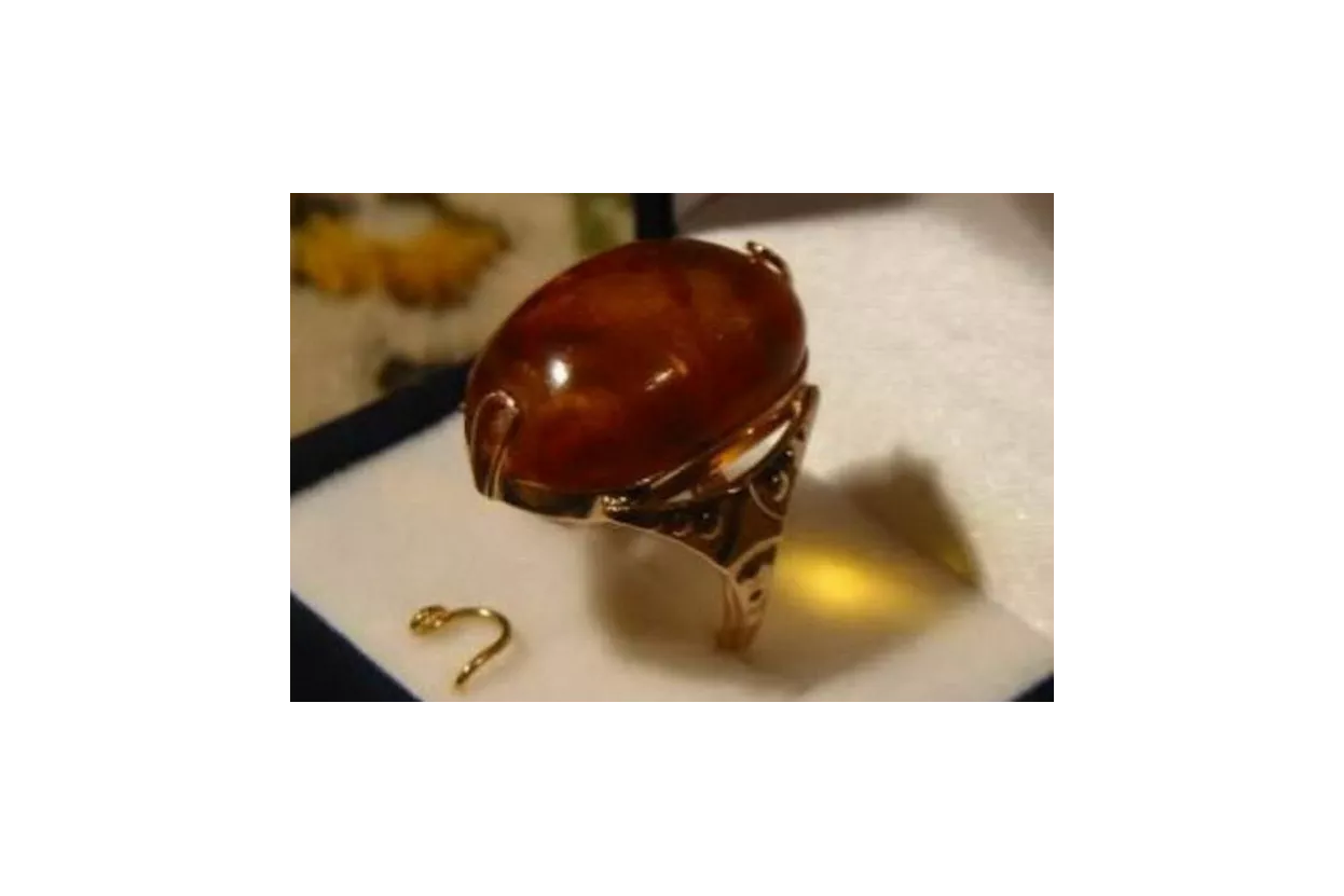 Руска роза Съветски розов СССР червен 585 583 златен кехлибарен пръстен vrab011