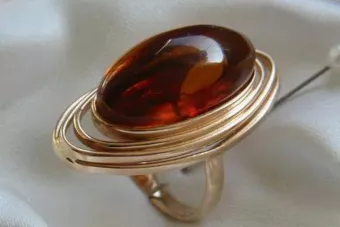 Vintage rose 14k 585 gold amber ring vrab012