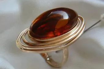 Rose russe rose soviétique URSS rouge 585 583 bague ambre or vrab012