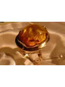 Radziecki 14k 585 złoty Rosyjski pierścionek z różowego złota z bursztynem  vrab013