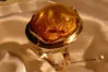Russian USSR Soviet rose 14k 585 gold amber ring vrab013