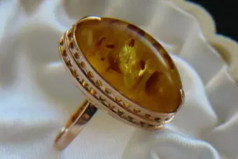 Rosa rusa rosa soviética rojo URSS 585 583 oro anillo ámbar vrab014