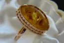 Russian rose Soviet pink USSR red 585 583 gold amber ring vrab014