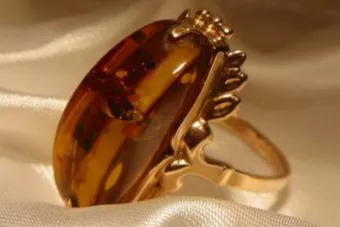 Russian rose Soviet pink USSR red 585 583 gold amber ring vrab015